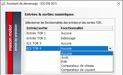 ESCON : Câblage de sortie numérique – Support maxon